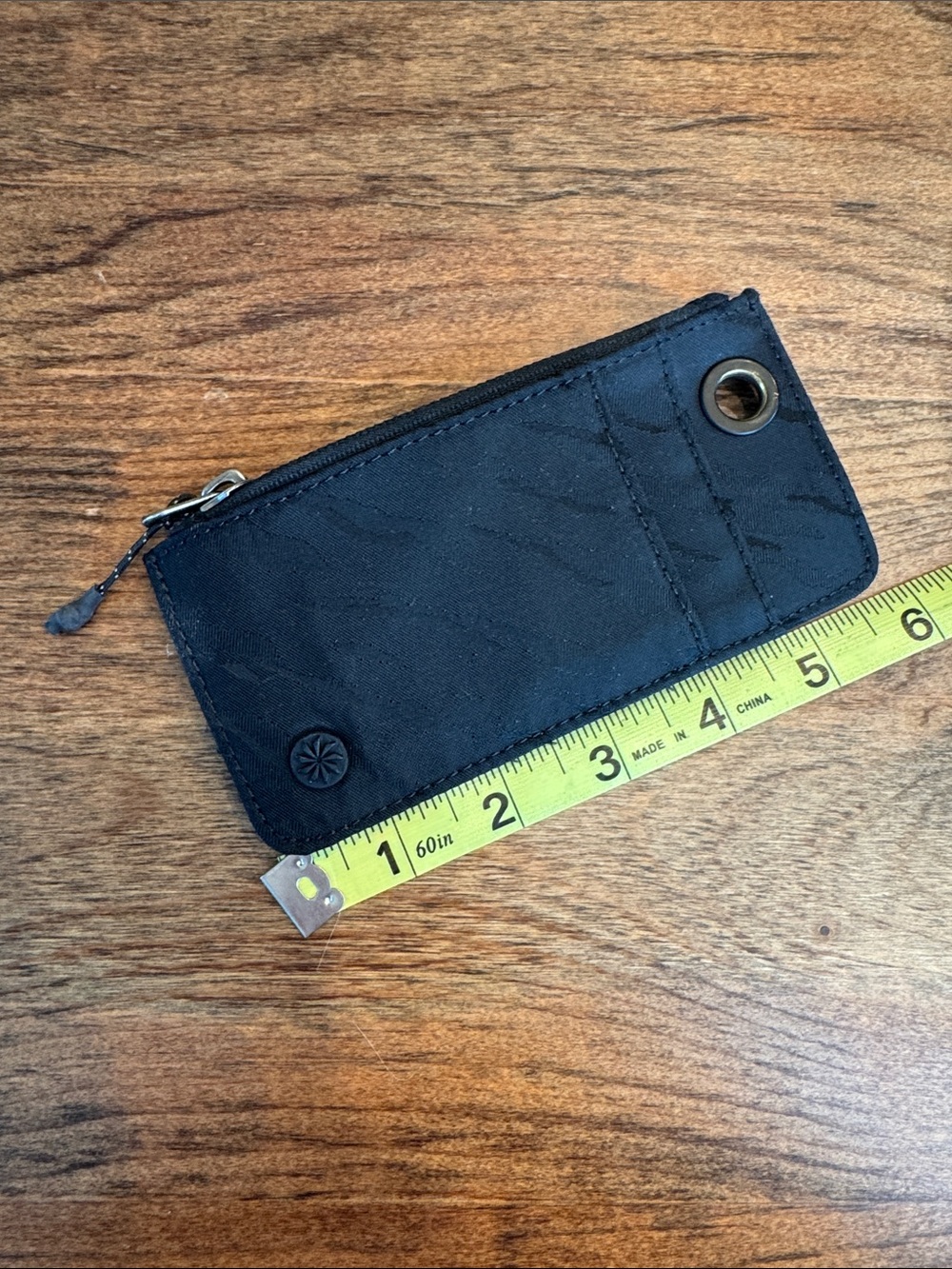 Athleta Black Nylon Zip Card Holder with Metal Grommet